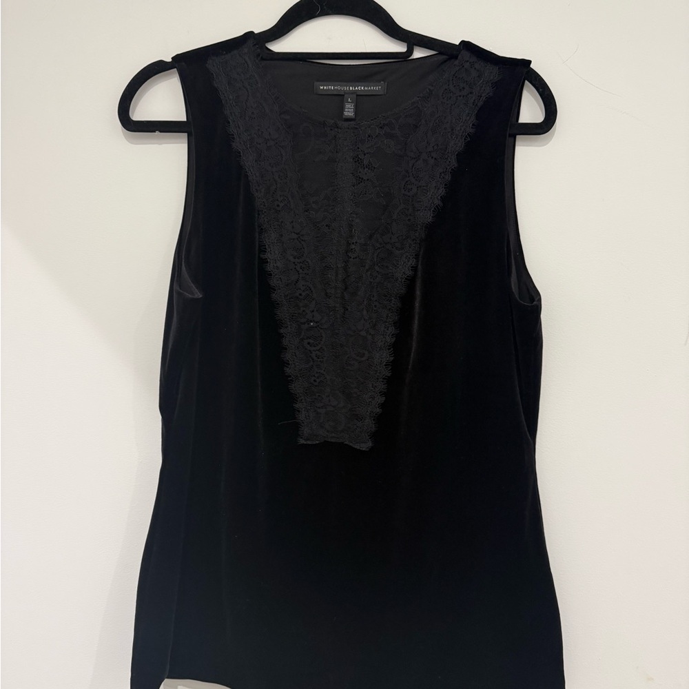White House Black Market Black Lace Sleeveless Top - Picture 2 of 3
